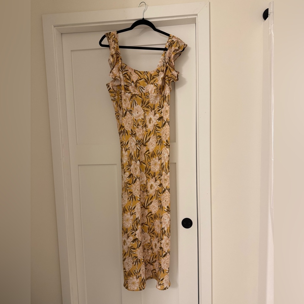 Madewell Yellow Floral Maxi Dress with Cream and Green Accents
